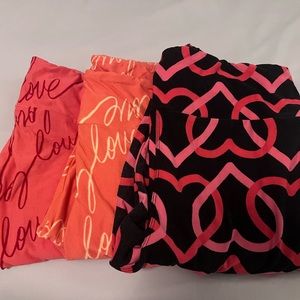3 pairs of Lula Roe TC size leggings. Super cute/each pair worn once.
